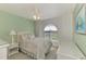 Bedroom with a quaint floral quilt, soft color palette, and a window with privacy blinds at 115 Australian Dr, Rotonda West, FL 33947