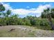 Enjoy the backyard fire pit with a view of the water, mature trees, and tall palms at 2020 E Dolphin Dr, Englewood, FL 34223
