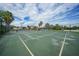 Open-air tennis court with green surface and lush palm trees at 25188 Marion Ave # D308, Punta Gorda, FL 33950