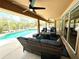 Relaxing covered patio with stylish wicker furniture overlooking a screened pool at 533 Boundary Blvd, Rotonda West, FL 33947