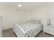 Comfortable bedroom featuring a ceiling fan and a coordinated bedding set at 1551 Beach Rd # 412, Englewood, FL 34223