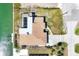 An aerial view of a property with a pool, private dock, and neat landscaping, surrounded by serene waterfront at 1905 Pennsylvania Ave, Englewood, FL 34224