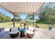 Inviting backyard featuring a covered patio and beautifully landscaped garden at 2033 Georgia Ave, Englewood, FL 34224