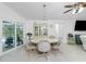 Bright dining area with sliders to a pool area, a ceiling fan, and tile flooring at 4 Bunker Rd, Rotonda West, FL 33947