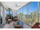 Relaxing sunroom with large windows, ceiling fan and seating area at 1401 S Mccall Rd # A 108, Englewood, FL 34223
