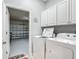 This well-equipped laundry room includes a washer, dryer, and convenient access to the garage at 5433 White Ibis Dr, North Port, FL 34287