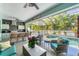 Inviting screened-in pool area with covered seating, bar, and outdoor dining at 7108 Harle Ave, North Port, FL 34291