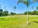 Grassy backyard offers lots of room for outdoor activities and the property is surrounded by beautiful mature trees at 16 Pine Valley Ct, Rotonda West, FL 33947