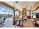 Inviting screened-in lanai featuring comfortable seating, an outdoor kitchen, and views of the sparkling pool at 1953 Georgia Ave, Englewood, FL 34224