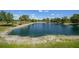 Scenic view of a community pond surrounded by lush greenery and trees at 24805 Nova Ln, Punta Gorda, FL 33980