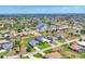 Community aerial showcasing waterfront homes with screened pools, lush landscaping and lawns at 27 Sportsman Cir, Rotonda West, FL 33947