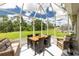 Relaxing screened lanai with a dining table and comfortable seating, perfect for enjoying the outdoors while protected from insects at 4207 Fairway Pl, North Port, FL 34287