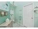 Charming powder room with nautical-themed decor, custom cabinet, white ladder, and modern fixtures at 4207 Fairway Pl, North Port, FL 34287