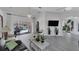 Open living area boasting tiled floors, modern furniture, and a relaxing pool view at 56 Long Meadow Ct, Rotonda West, FL 33947
