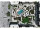 Overhead view of the complex pools, hot tub, grounds and beach access at 5700 Gulf Shores Dr # A312, Boca Grande, FL 33921