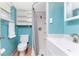 Bathroom featuring built in shelving and shower and vanity at 1245 Gulf Blvd, Englewood, FL 34223