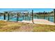 Waterfront dock with boat lift, clear waters and well maintained grassy shore at 1915 Illinois Ave, Englewood, FL 34224