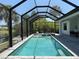 Screened in pool with spa and outdoor seating area perfect for entertaining at 725 Clearview Dr, Port Charlotte, FL 33953