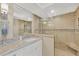 Modern bathroom with a large glass shower, granite countertops, and updated fixtures at 7470 Palm Island Dr # 2813, Placida, FL 33946