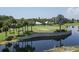 Picturesque golf course view with a pond and palm trees, creating a serene and inviting atmosphere at 821 Montrose Dr # 201, Venice, FL 34293