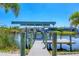 Private wooden dock on the canal, perfect for boating and water activities at 9574 Arsipe Cir, Port Charlotte, FL 33981