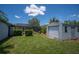 Well-maintained backyard featuring a shed and a screened lanai, offering space for storage and outdoor enjoyment at 10182 Charlemont Ave, Englewood, FL 34224