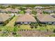 Aerial view of the home's rear exterior featuring a screened lanai and manicured lawn at 11125 Mcdermott Ct, Englewood, FL 34223