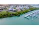 Scenic aerial view of waterfront home, showcasing its prime location and private boat dock access at 16716 Grande Quay Dr, Boca Grande, FL 33921