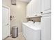 Convenient laundry room features a washer, dryer, and ample storage cabinets at 1962 Remus Ave, North Port, FL 34286