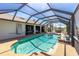 This sparkling pool is screened-in and surrounded by a patio with views at 204 Bunker Rd, Rotonda West, FL 33947