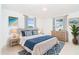 Bright bedroom with white walls, blue accents, and natural light from dual windows at 2075 Georgia Ave, Englewood, FL 34224