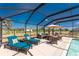 Relaxing poolside lounge with comfortable seating and a view of the lush backyard at 311 Boundary Blvd, Rotonda West, FL 33947