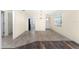 Bright living room featuring wood-look tile flooring and neutral paint colors at 6796 Gasparilla Pines Blvd # 63, Englewood, FL 34224