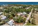 Breathtaking aerial view of a serene property showcasing a home and pool nestled within lush greenery near a stunning bay at 875 Morrison Ave, Englewood, FL 34223
