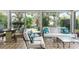 Bright sunroom with comfortable seating, large windows, and lush outdoor views at 1 Curacao Cir # 44, Englewood, FL 34223