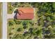 Aerial view of the property, showing the layout and surrounding landscape with lush vegetation at 161 Haddock Dr, Rotonda West, FL 33947