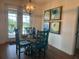 Dining room featuring a round table, blue upholstered chairs, and artwork at 174 Broadmoor Ln, Rotonda West, FL 33947