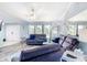 Spacious living room featuring neutral-toned sofas, a ceiling fan, and an abundance of natural light at 18790 Countryman Ave, Port Charlotte, FL 33948