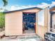 Exterior view of open outdoor shed shows available storage space and organization options at 18790 Countryman Ave, Port Charlotte, FL 33948