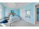 Bedroom featuring coastal decor, waterfront views and white trim at 1900 Illinois Ave, Englewood, FL 34224
