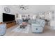 Bright living room showcasing tile floors, ceiling fan, and modern furniture at 8244 Shore Lake Dr, Englewood, FL 34224