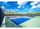 The community pickleball courts are surrounded by a fence and lush greenery at 8244 Shore Lake Dr, Englewood, FL 34224
