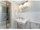 This bathroom has a tiled shower and unique fixtures at 11 Oakland Hills Rd, Rotonda West, FL 33947