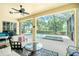 Spacious lanai with comfortable seating overlooking pool, providing a serene space for relaxing and entertaining guests at 142 Savona Way, North Venice, FL 34275