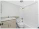 Bright bathroom featuring a tub, granite vanity and subway tile backsplash at 1551 Beach Rd # 212, Englewood, FL 34223