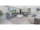 Bright living room showcasing stylish furniture, a large window, and an open layout at 1691 Lakeview Pl, Englewood, FL 34223