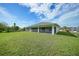 Spacious backyard with well-maintained lawn and covered lanai, offering ample room for recreation at 171 Mark Twain Ln, Rotonda West, FL 33947