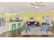 Bright open-concept living space with stylish furniture, kitchen bar, and modern stainless steel appliances at 2692 Wax Myrtle Ct, Port Charlotte, FL 33953