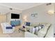 Comfortable living room featuring neutral tones, ample seating, and a large television at 4612 Club Dr # D102, Port Charlotte, FL 33953