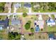 Overhead shot showcases an attractive single-Gathering home with screened-in pool and generous lot at 6206 Marcum St, Englewood, FL 34224